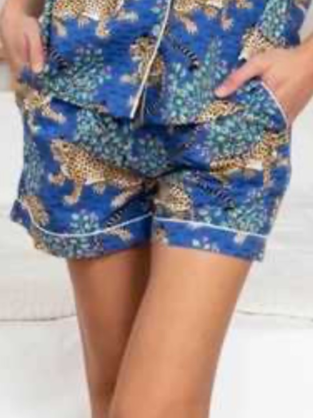 Printfresh Blue Bagheera Leopard Drawstring Pajama Lounge Shorts. Size Small.
